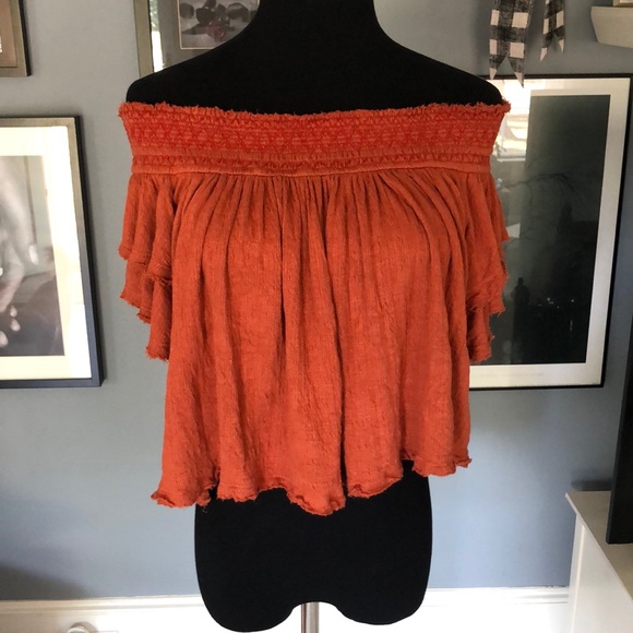Free People Tops - Free People Off Shoulder Raw Edge Crop Top